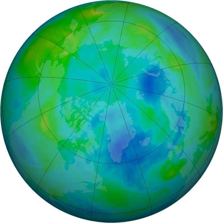 Arctic ozone map for 19 October 1997